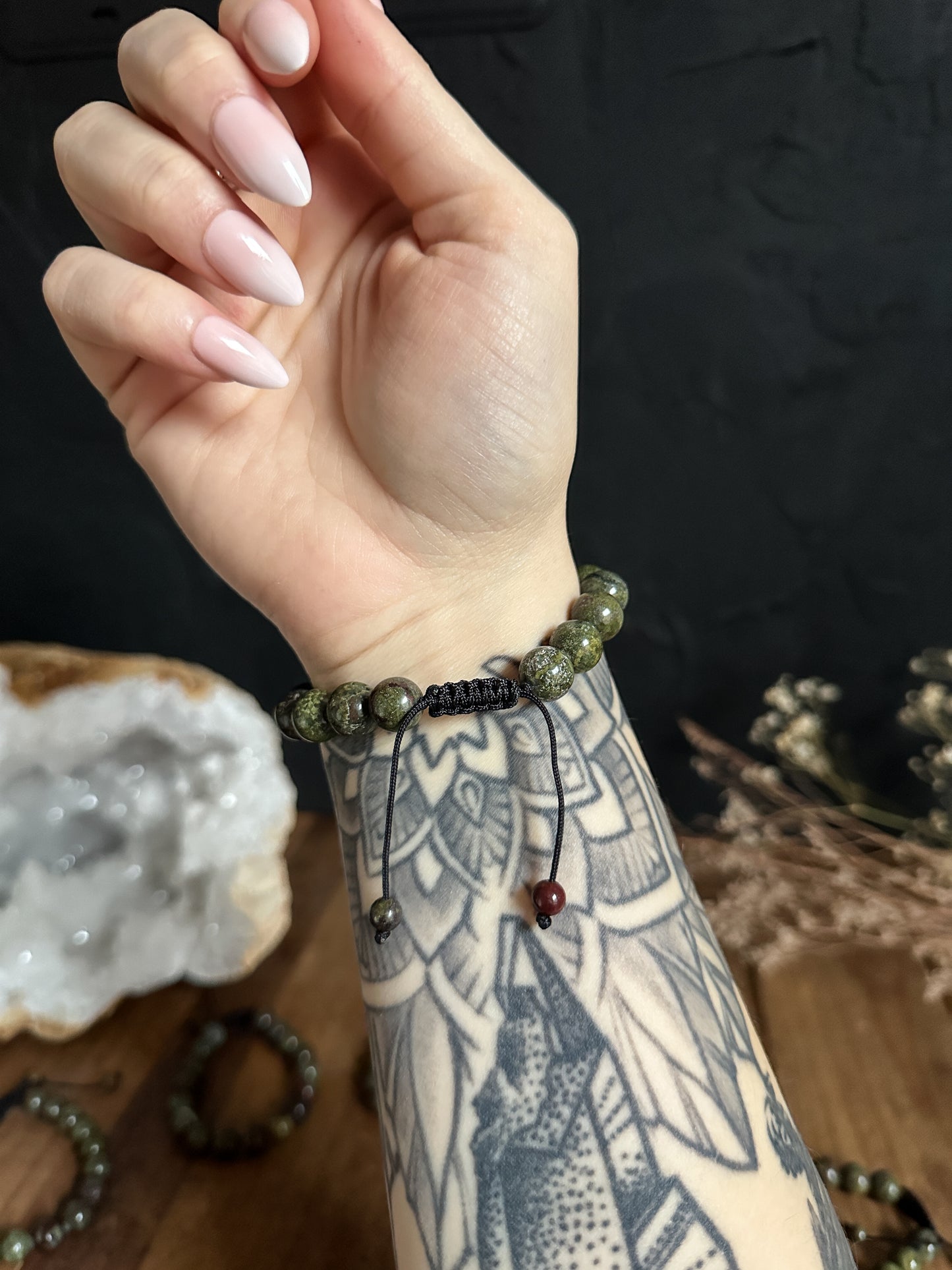 10mm Dragons Blood Jasper Adjustable Bracelet