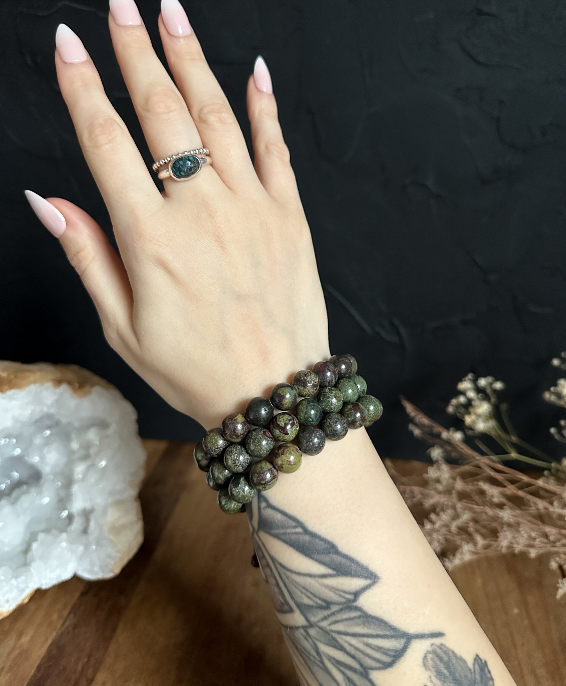 10mm Dragons Blood Jasper Adjustable Bracelet sold at The Stone Maidens.
