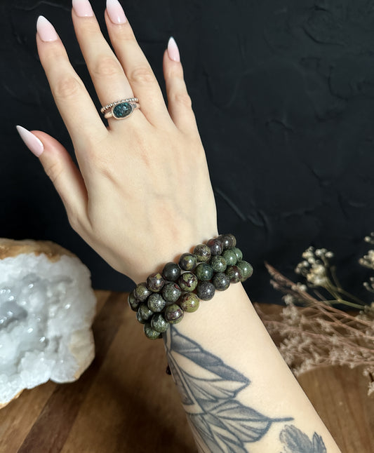 10mm Dragons Blood Jasper Adjustable Bracelet sold at The Stone Maidens.
