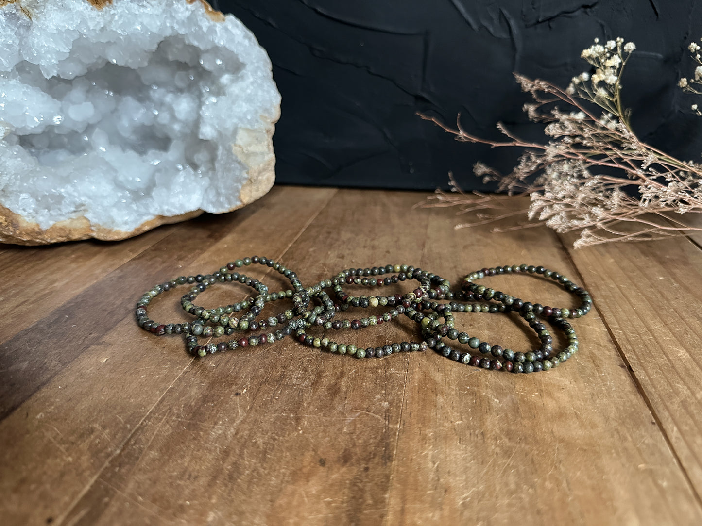 4mm Dragons Blood Jasper Bracelet