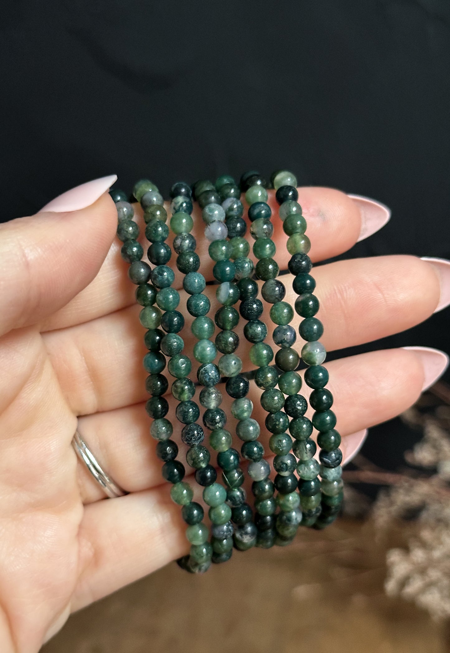 4mm Moss Agate Bracelet