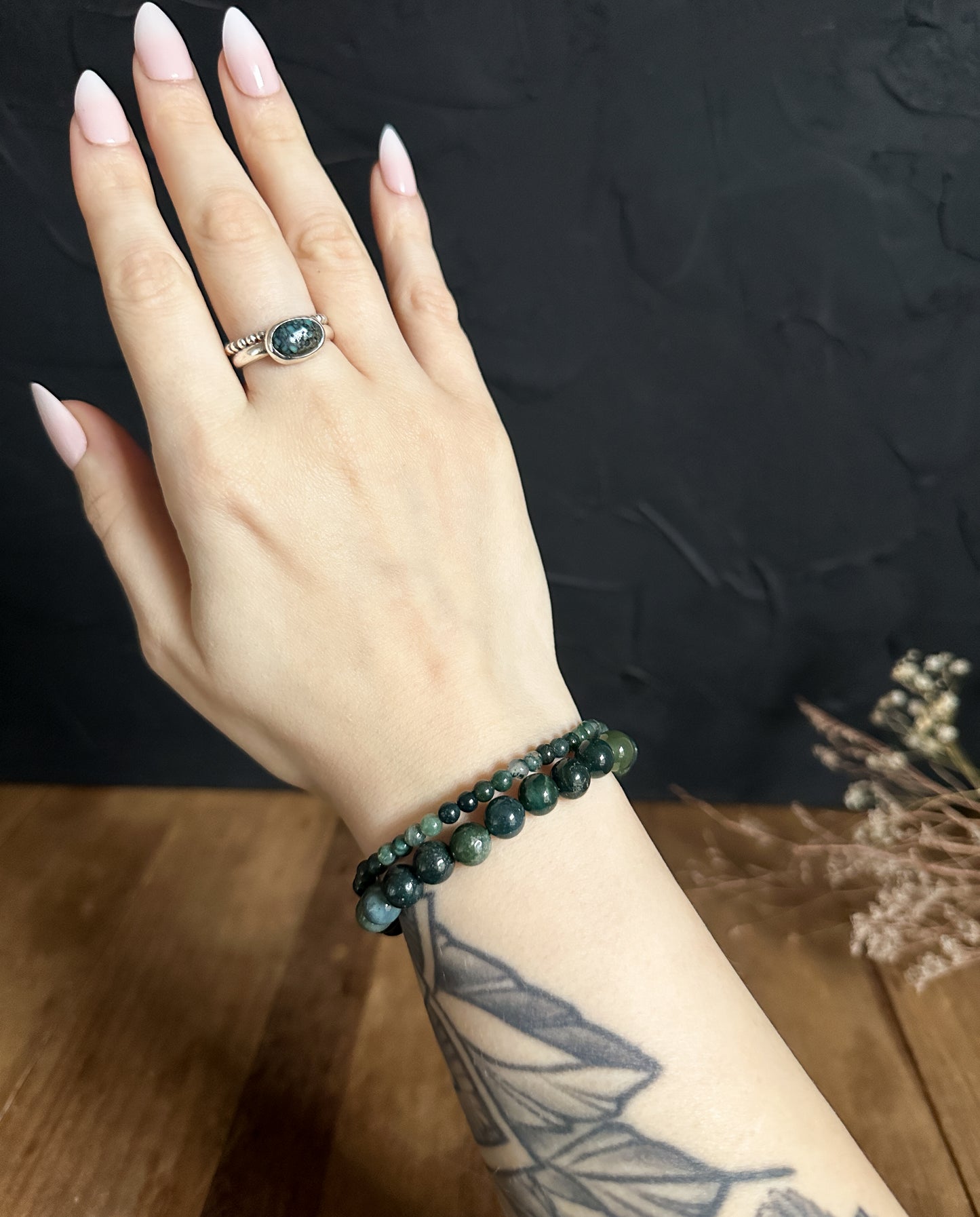 4mm Moss Agate Bracelet