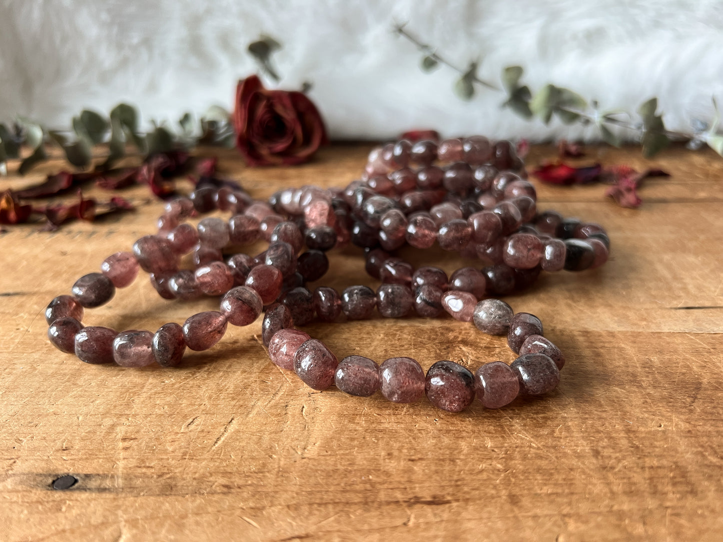 8mm Strawberry Quartz Bracelet