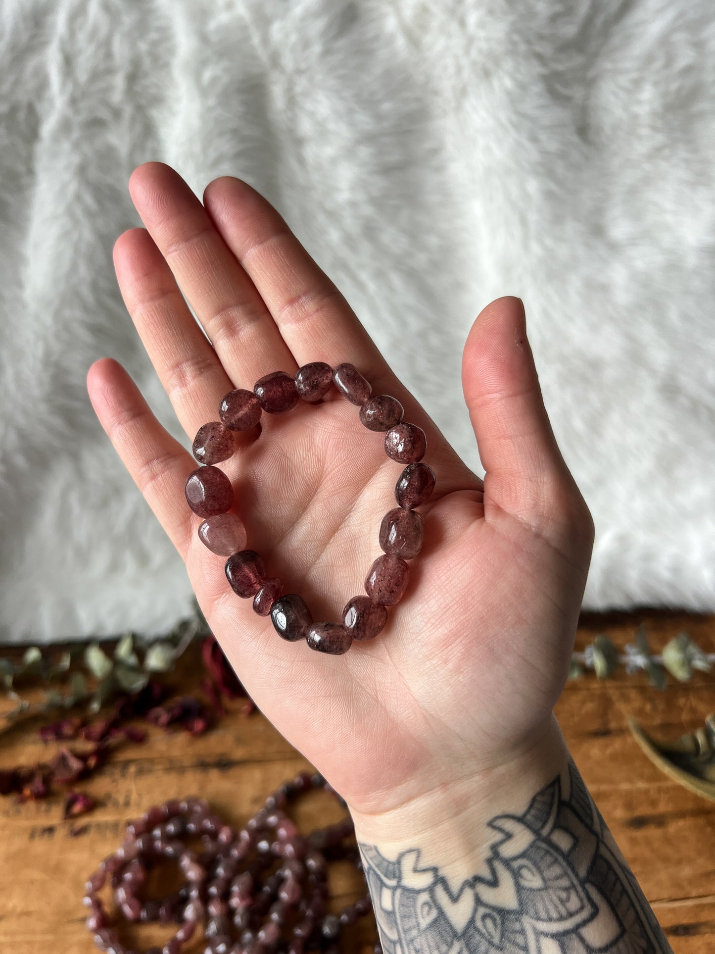 8mm Strawberry Quartz Bracelet