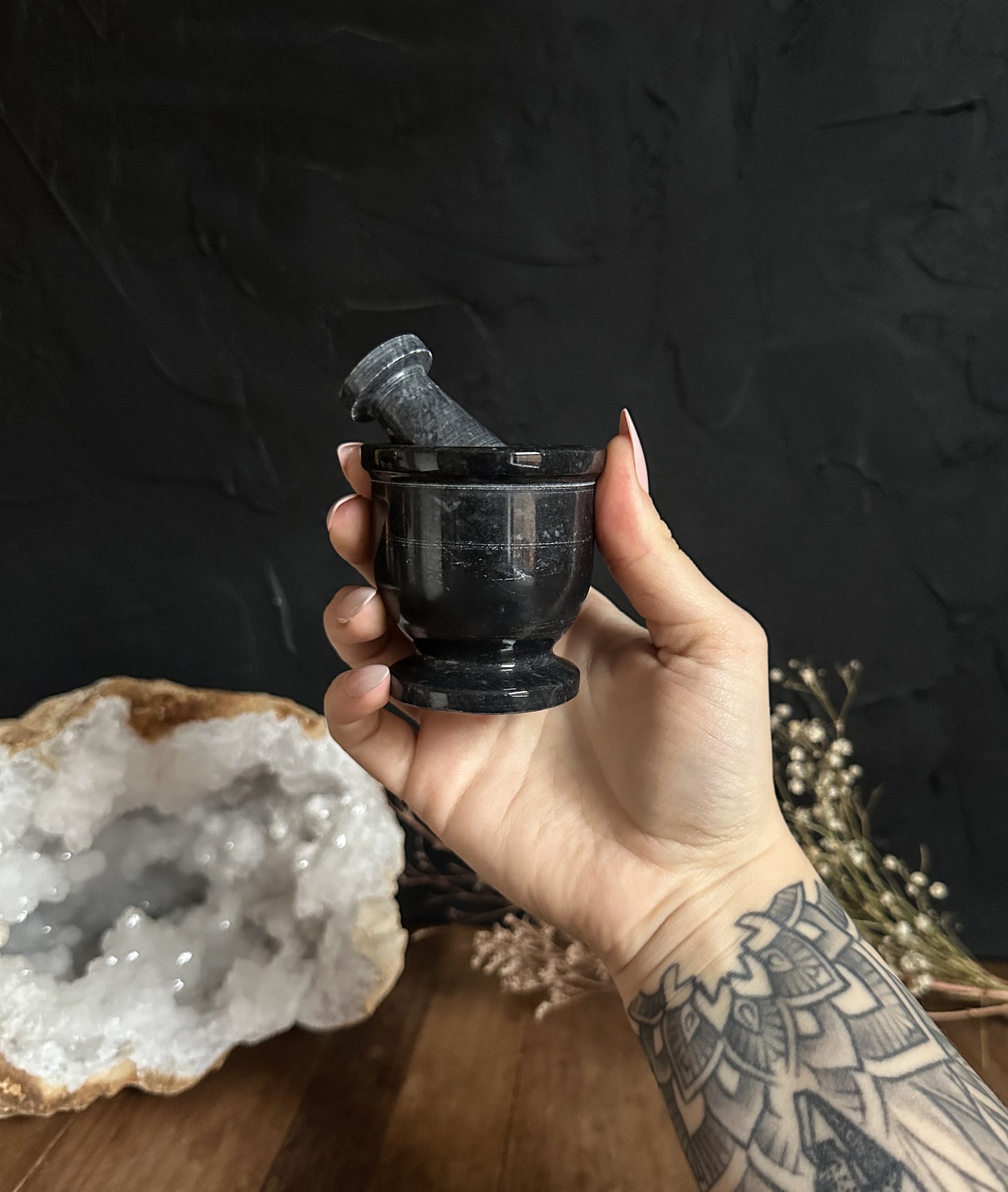 Mortar and Pestle made out of Black Jade.