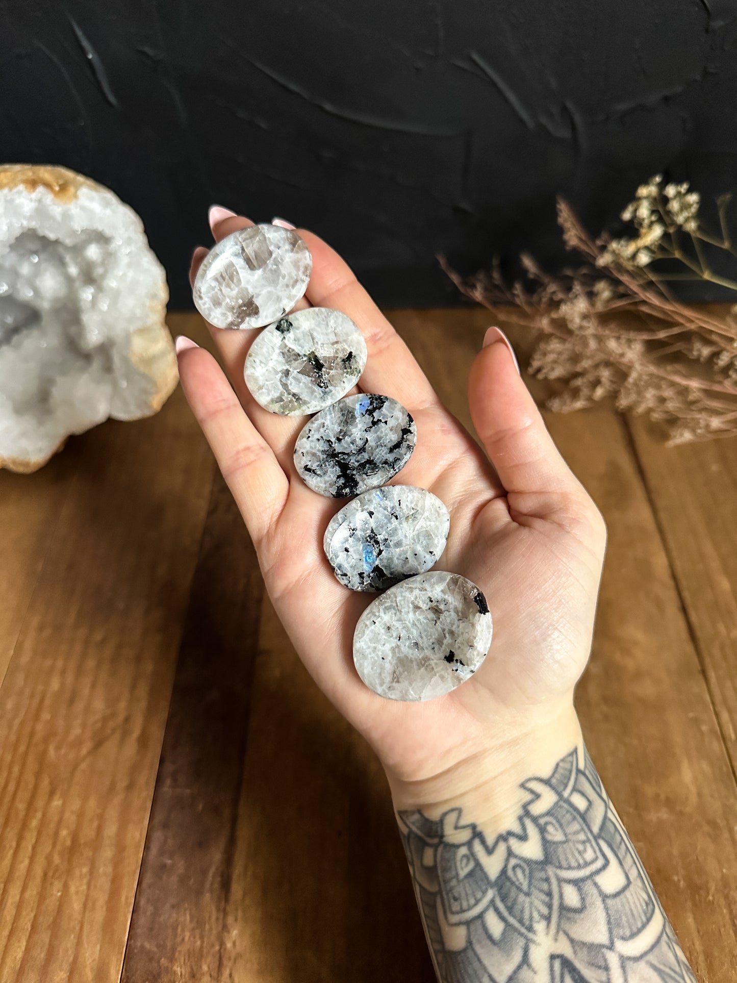 Rainbow Moonstone Worry Stones