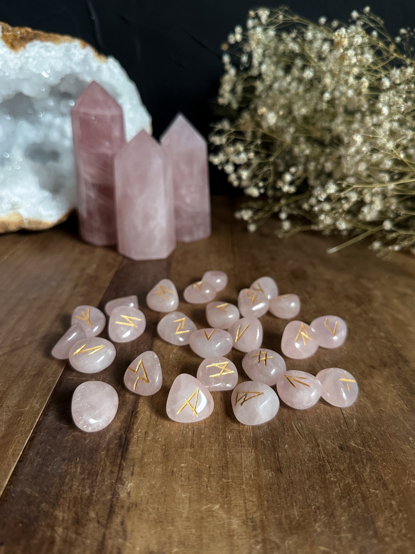 Rose Quartz Rune Set