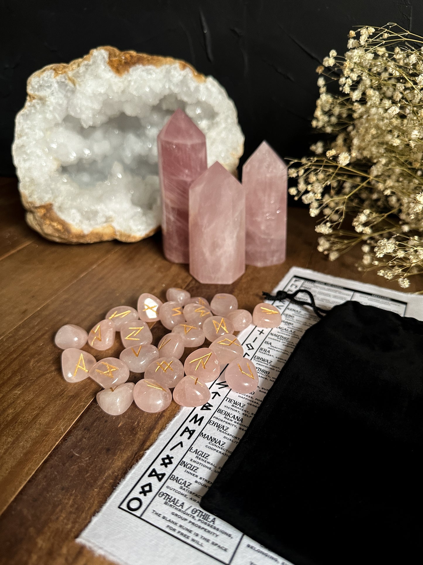 Rose Quartz Rune Set