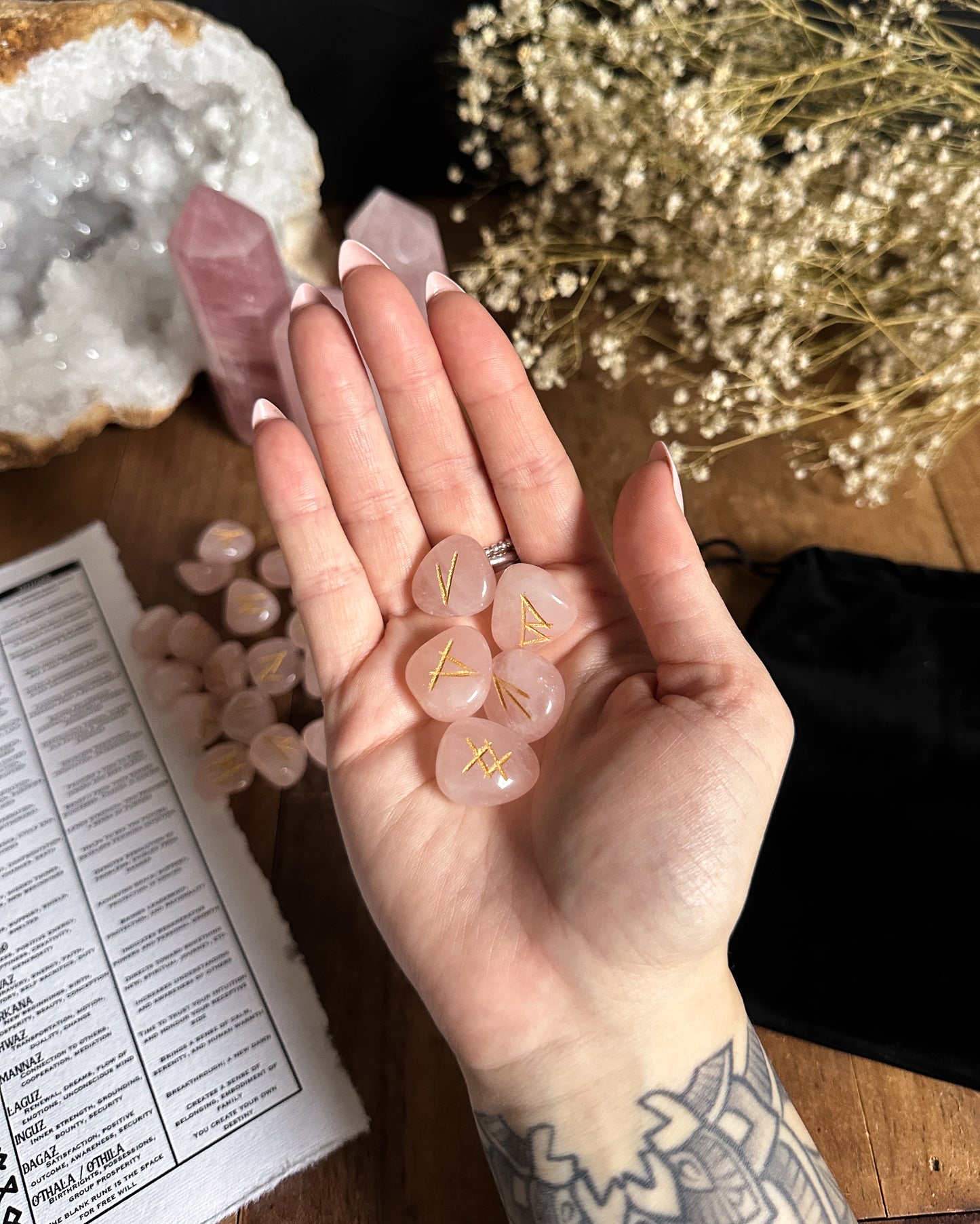 Rose Quartz Rune Set