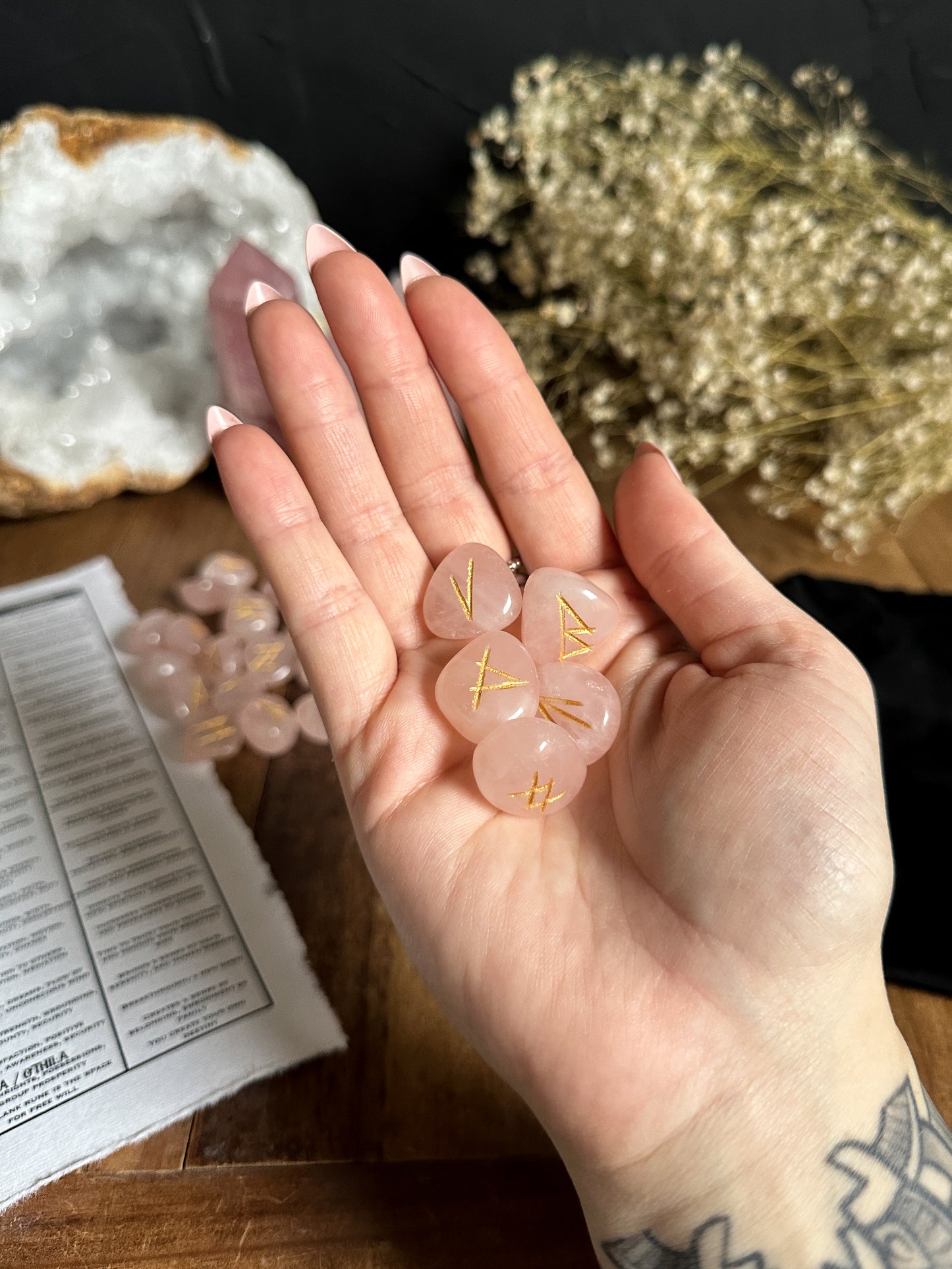 Rose Quartz Rune Set