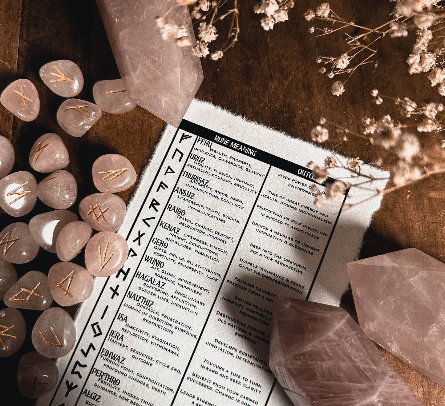 Rose Quartz Rune Set