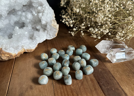 Aquamarine Rune Set sold at The Stone Maidens.