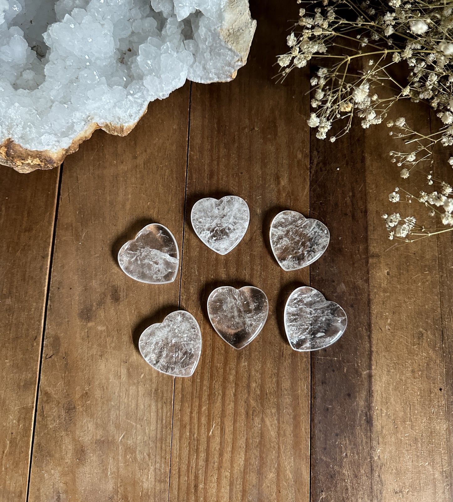 Clear Quartz Crystal Heart Worry Stone