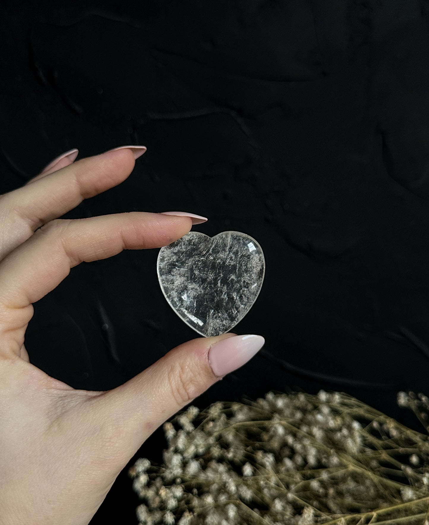 Clear Quartz Crystal Heart Worry Stone