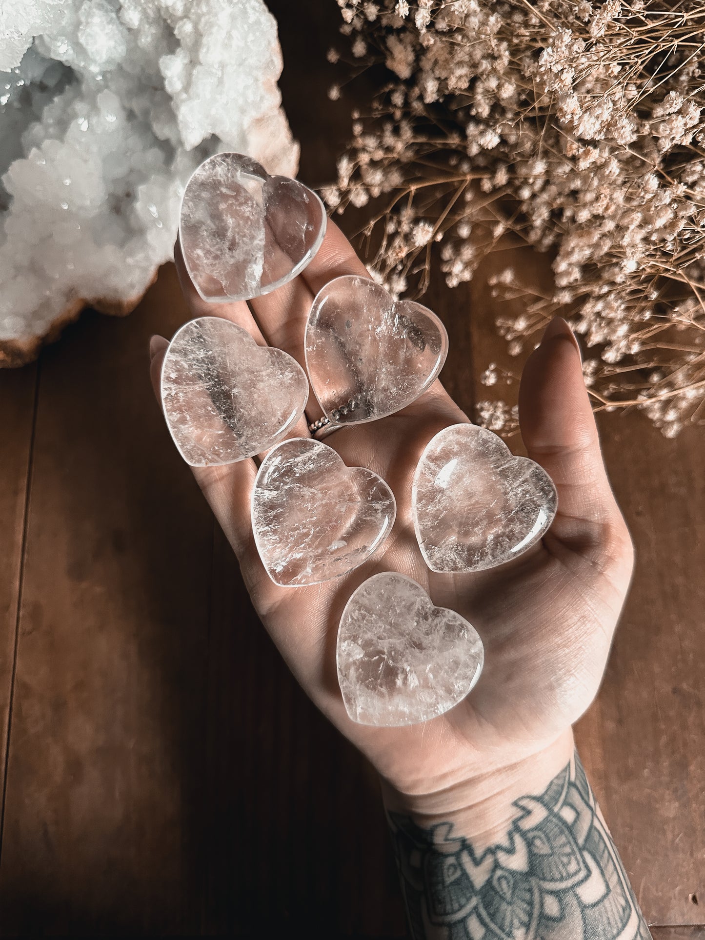 Clear Quartz Crystal Heart Worry Stone
