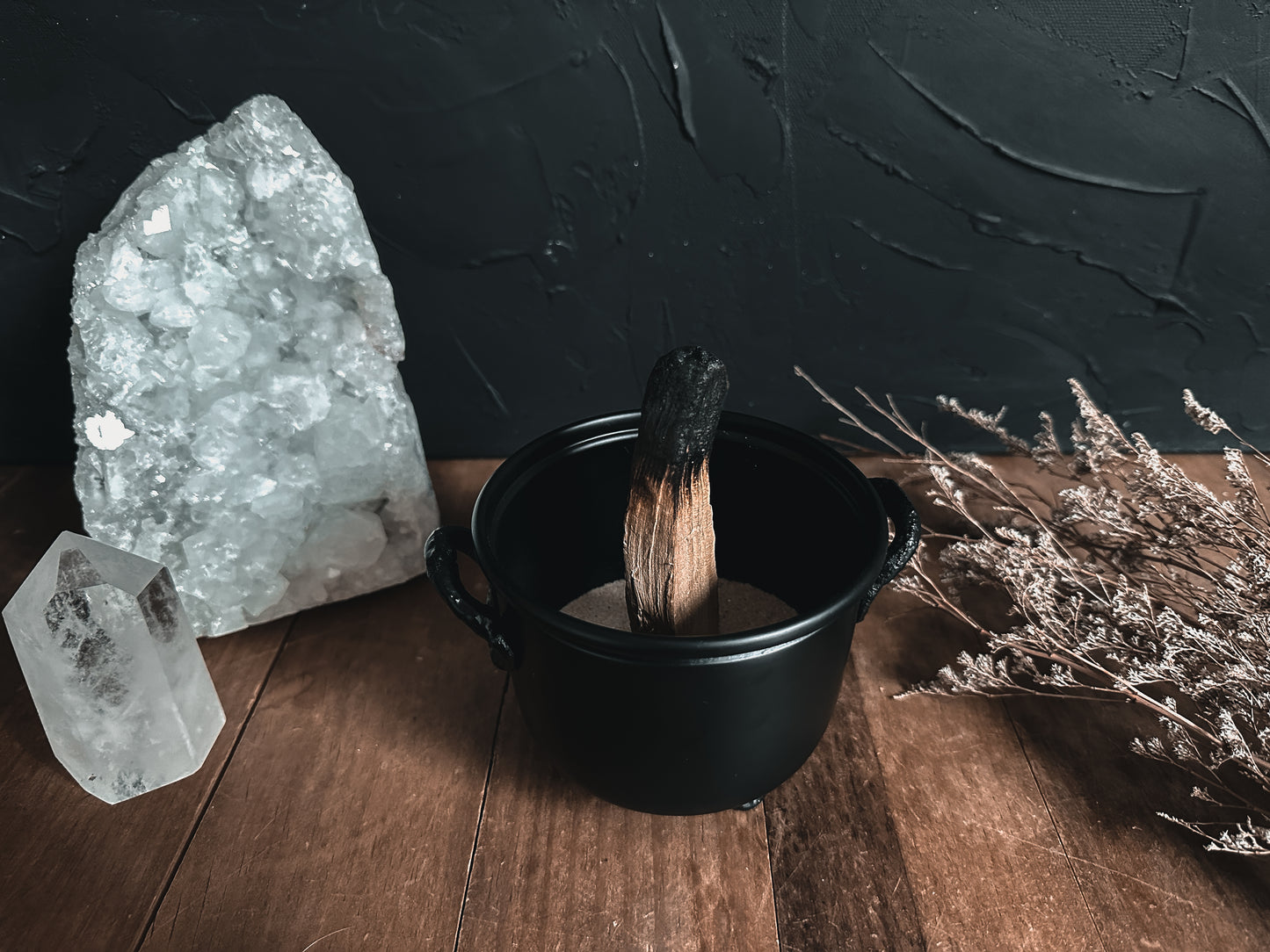 Black Metal cauldron, perfect for rituals, incense burning, and adding a touch of magic to your space