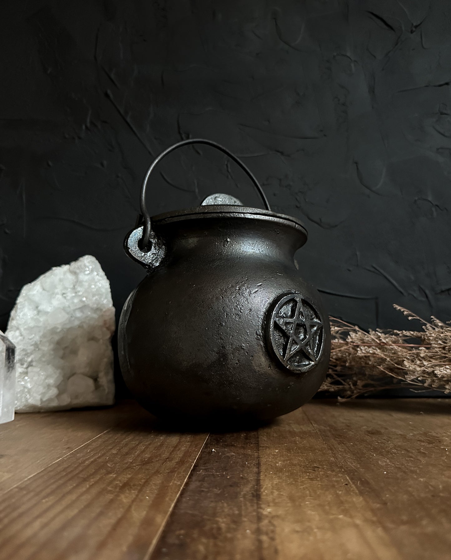 Large Black Cast Iron Cauldron