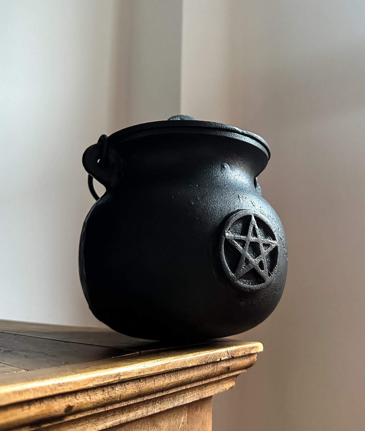 Large Black Cast Iron Cauldron