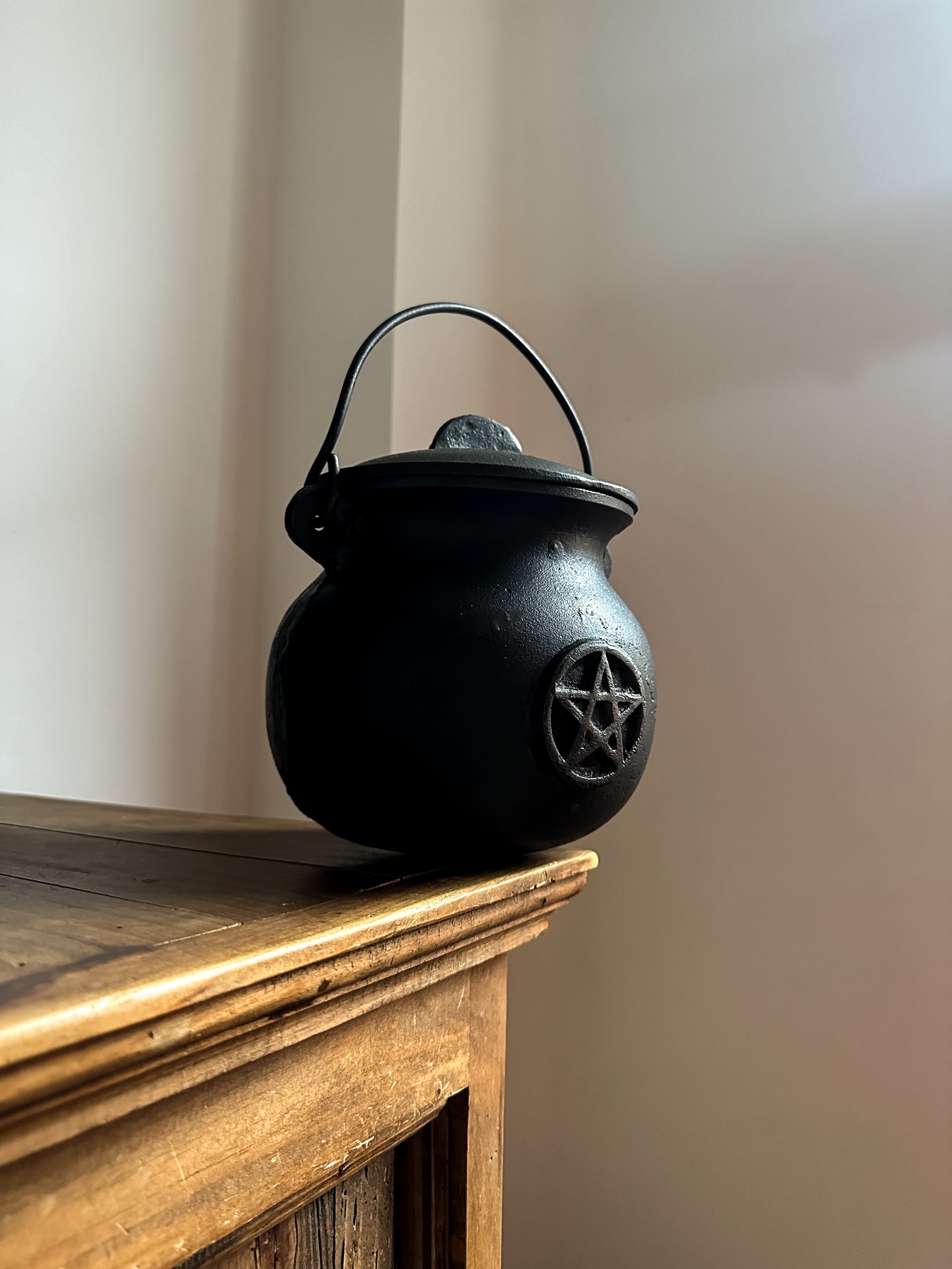 Large Black Cast Iron Cauldron