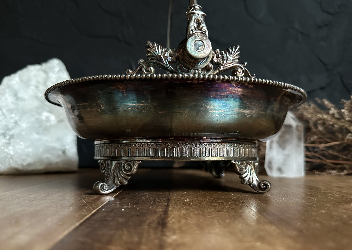 Vintage Silver Ornate Footed Basket