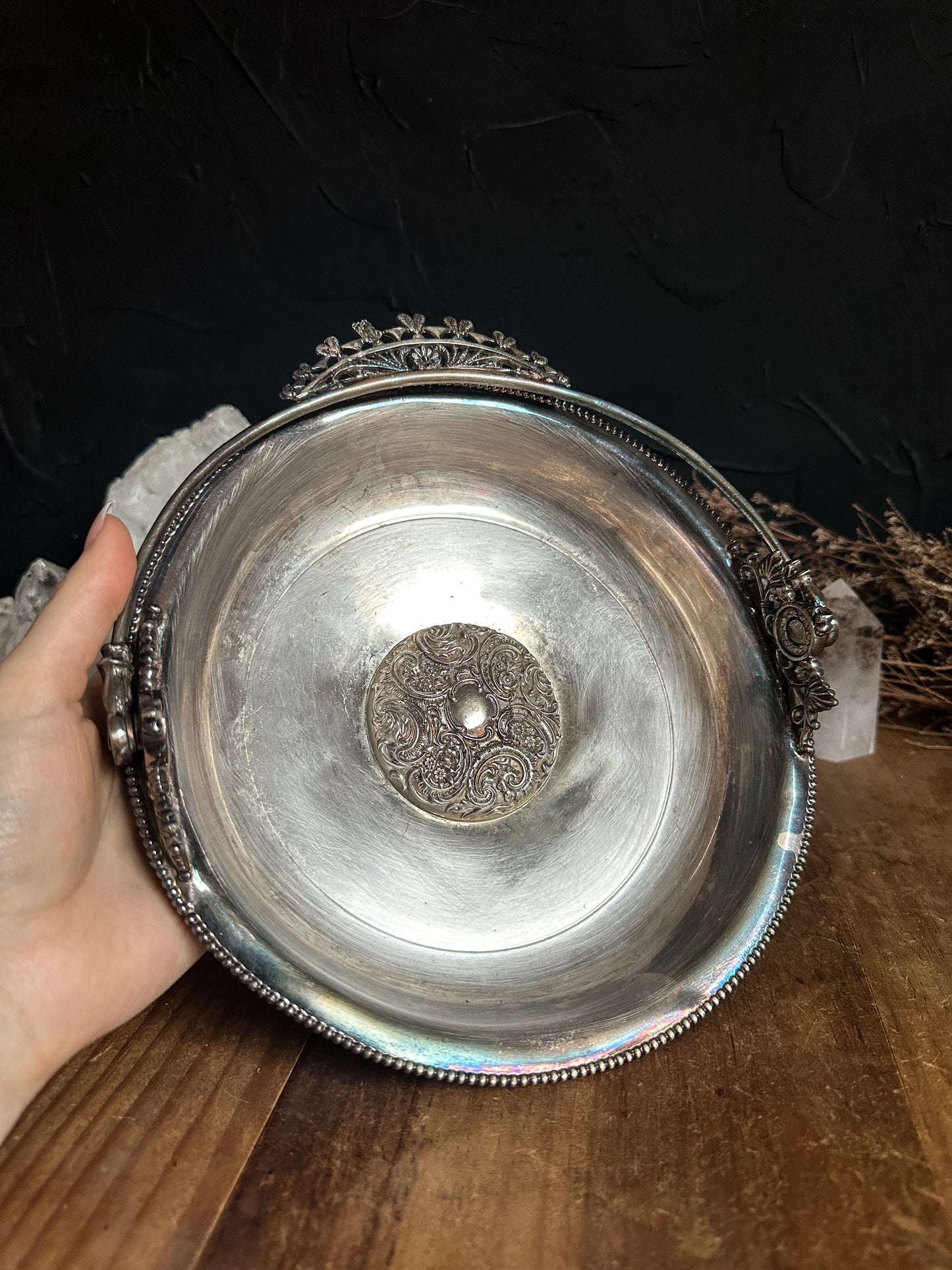 Vintage Silver Ornate Footed Basket