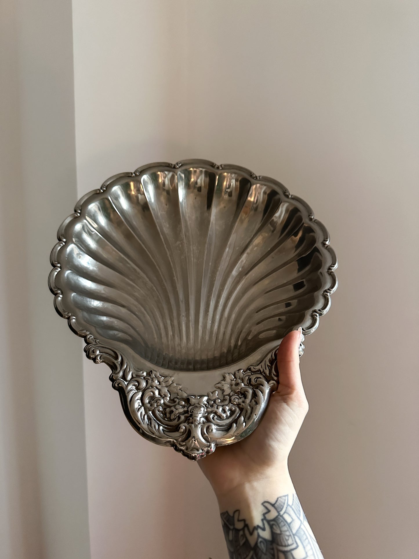 Antique Silver Shell Dish