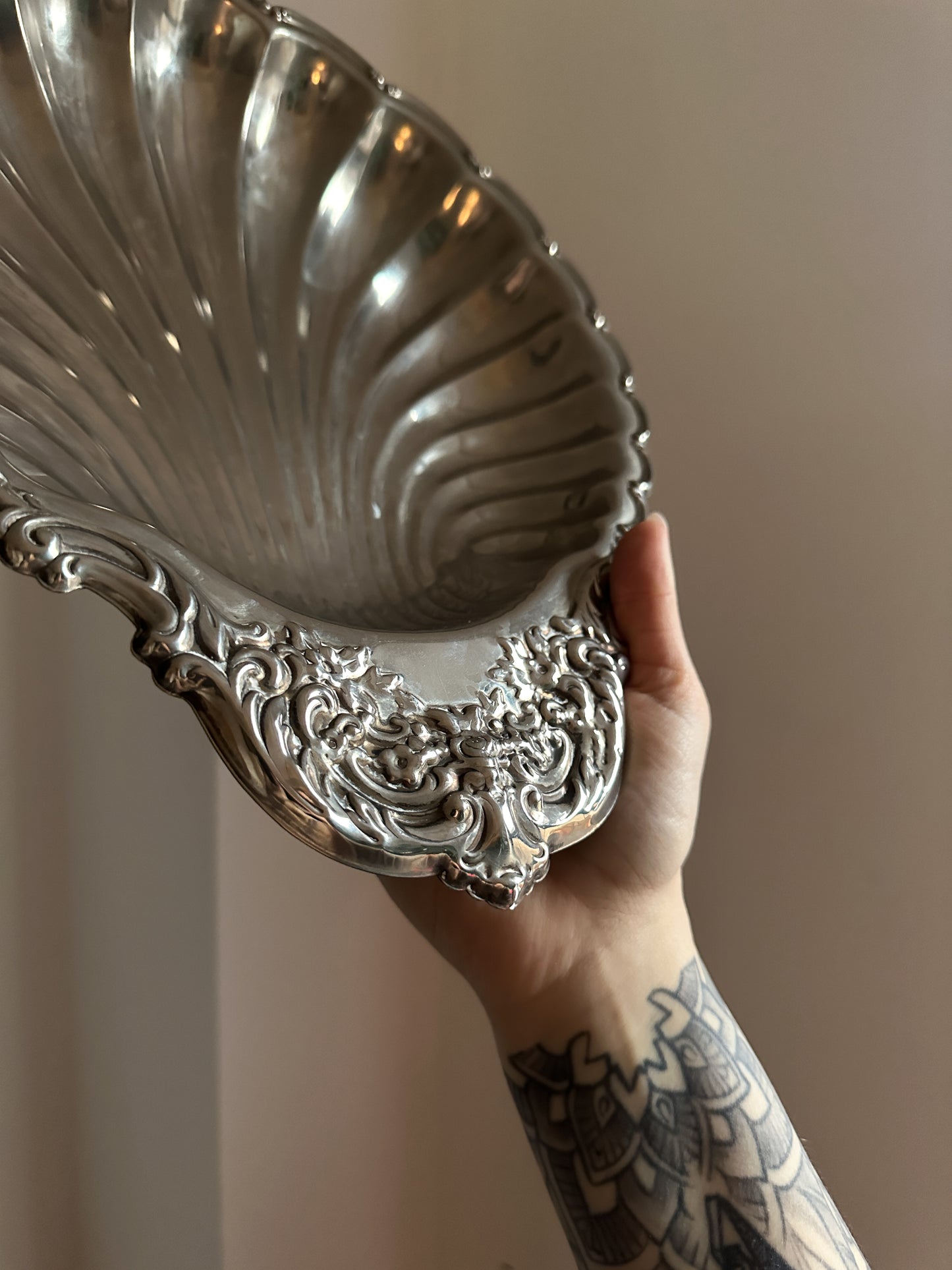 Antique Silver Shell Dish