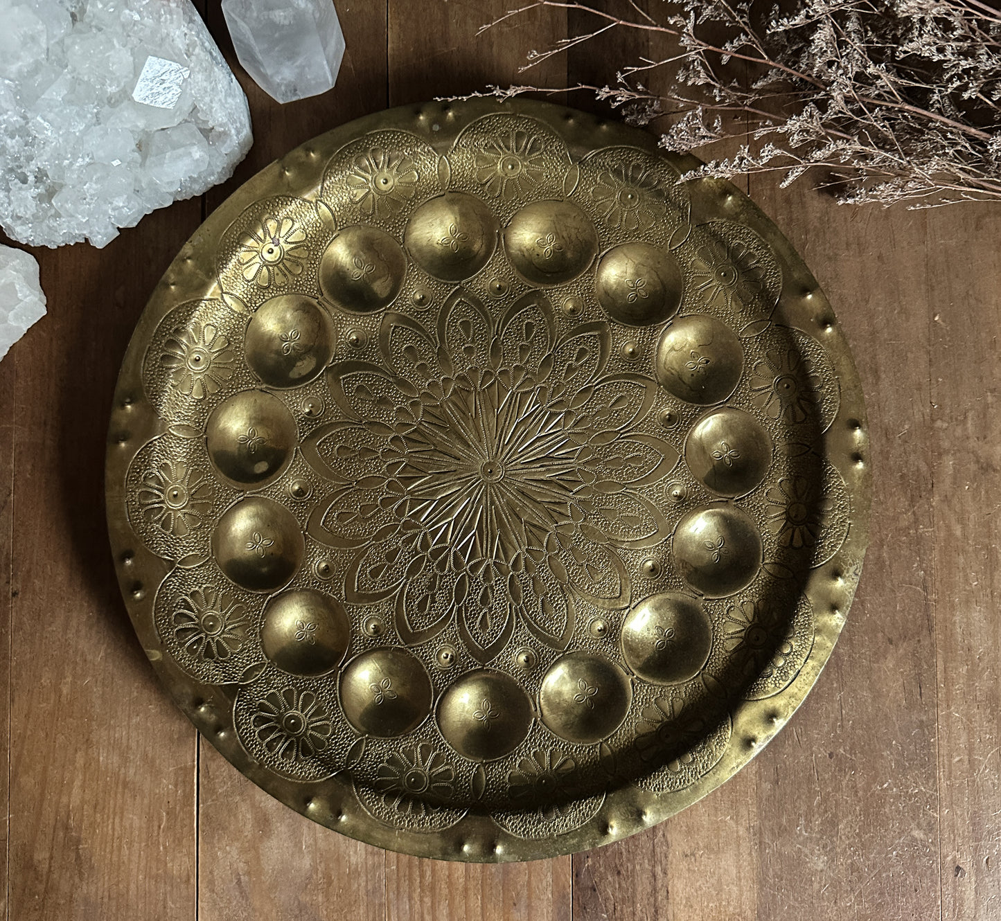 Vintage Large Brass Crystal Grid