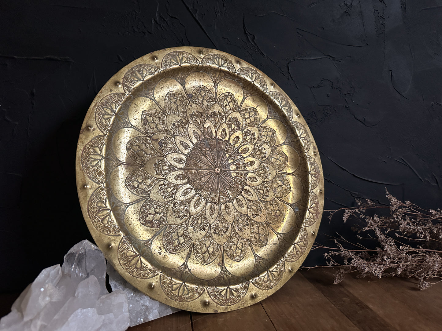 This Gorgeous Large Vintage Brass Dish has the perfect witchy vibe. Would be a perfect place to display jewelry, crystals or herbs. 