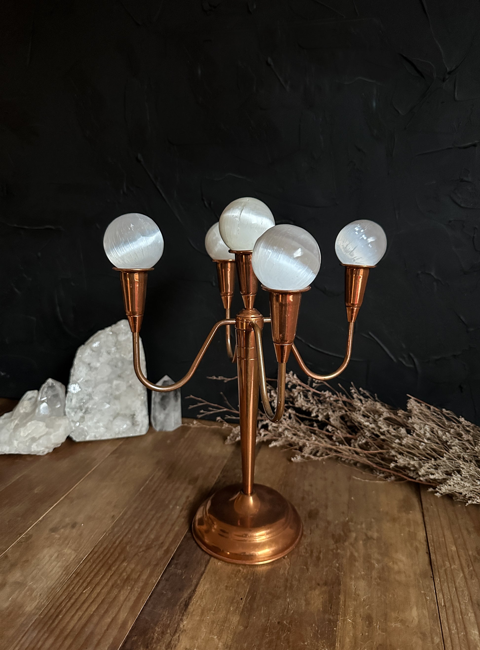 Vintage Copper Candelabra sold at The Stone Maidens.