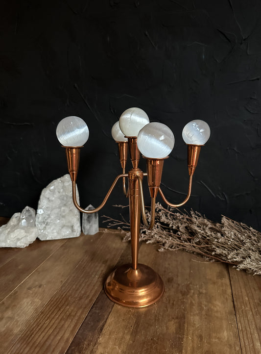 Vintage Copper Candelabra sold at The Stone Maidens. 