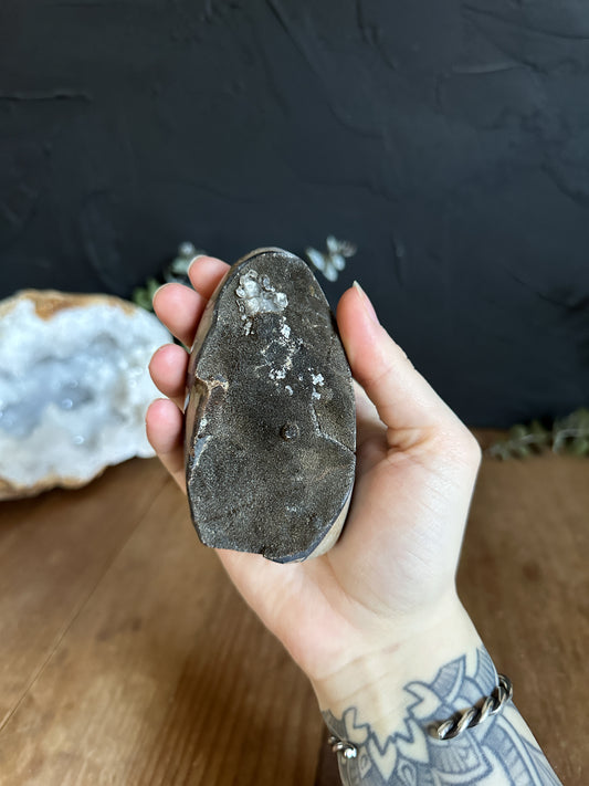 Rare Septarian Geode with Calcite Inclusions. Perfect for a crystal collection !