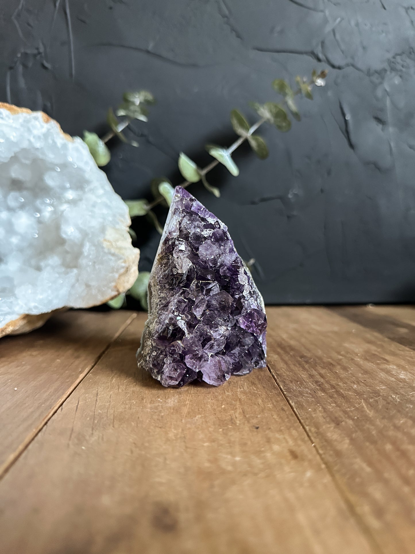 Amethyst Point Cluster Geode with Blue Agate -04