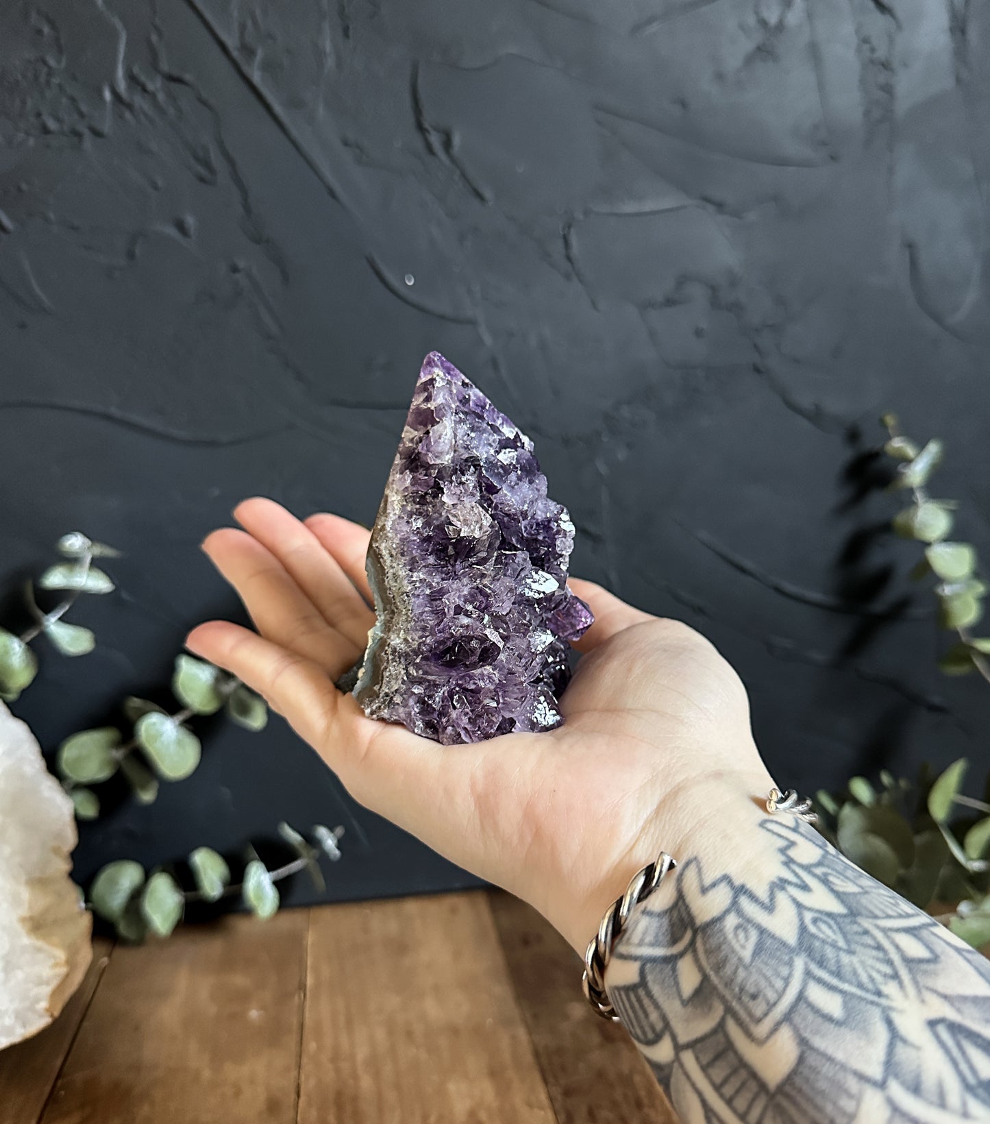 Amethyst Point Cluster Geode with Blue Agate -04