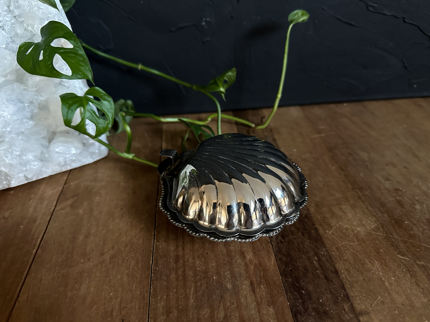 Vintage Silverplated Seashell Trinket Dish