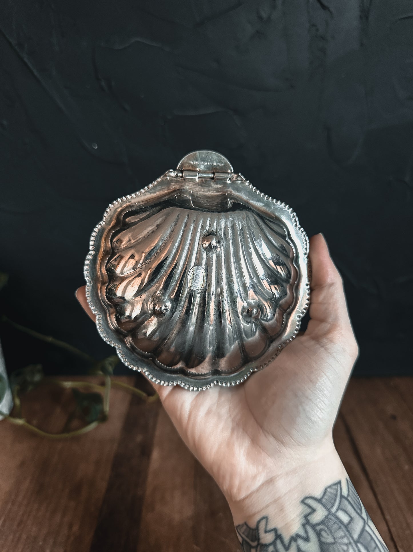 Vintage Silverplated Seashell Trinket Dish