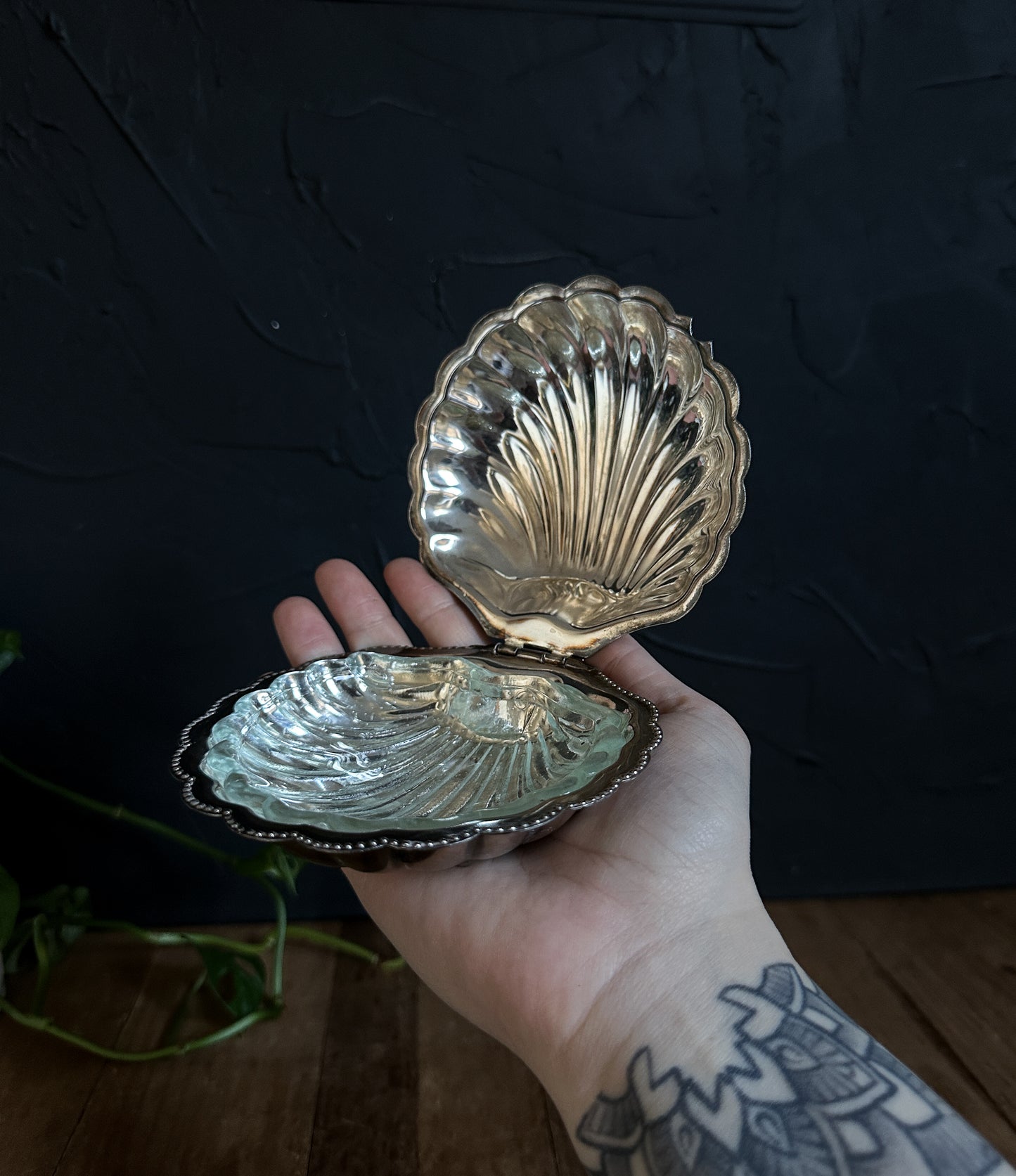 Vintage Silverplated Seashell Trinket Dish