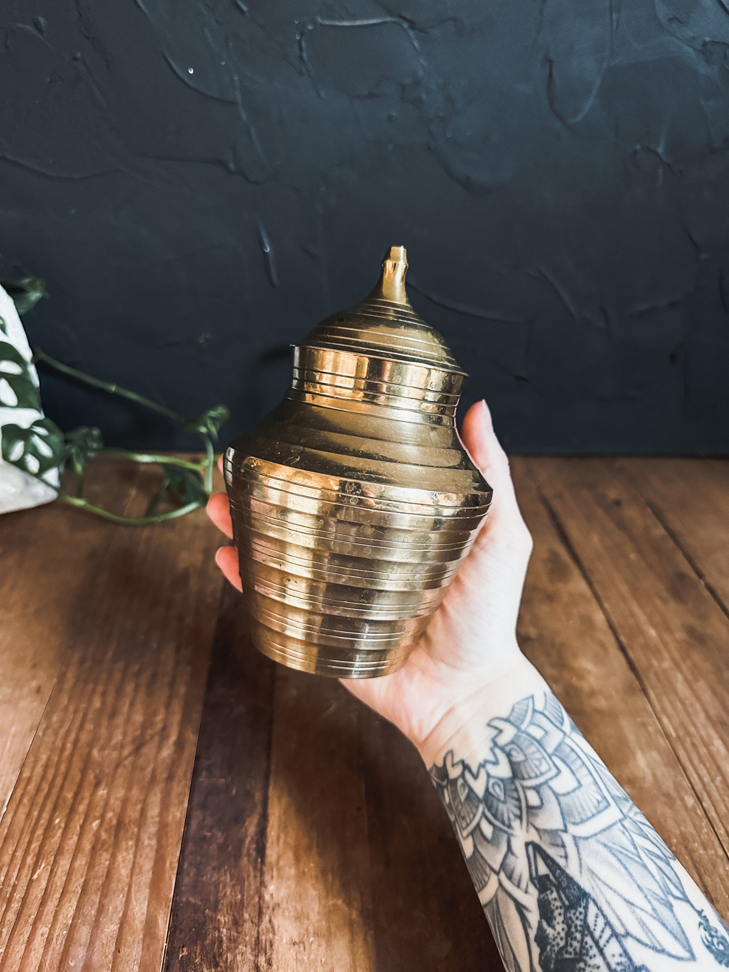 Vintage Brass Ginger Jar