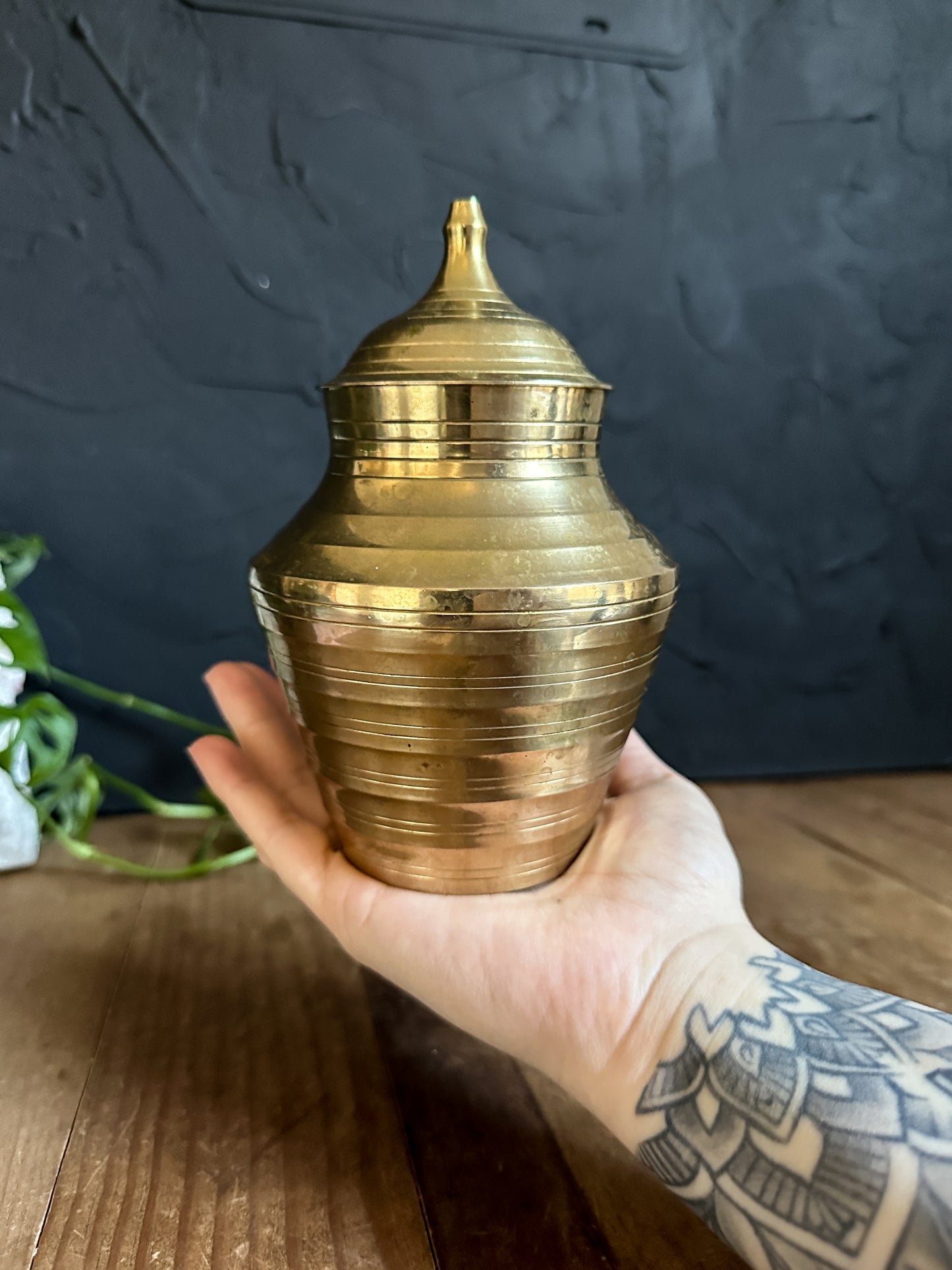 Vintage Brass Ginger Jar