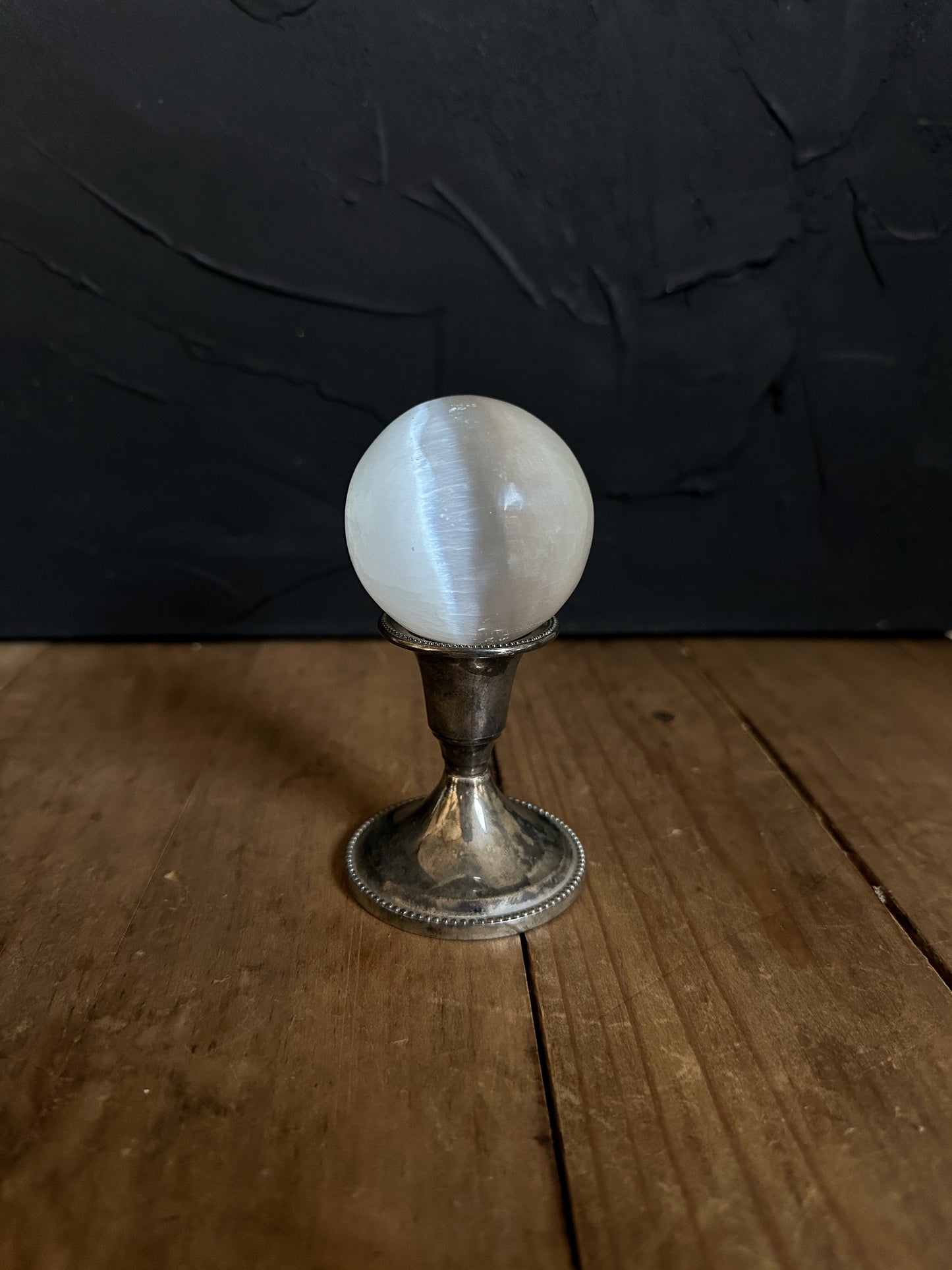 Vintage Crystal Ball Stand with Selenite Sphere