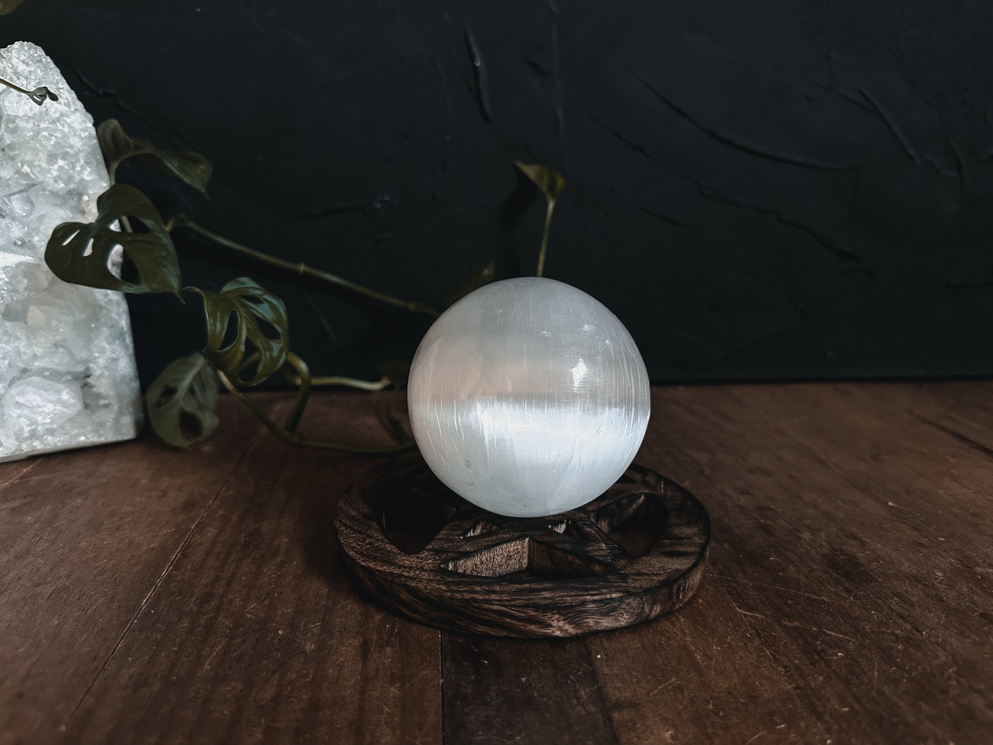 Wood Pentacle sphere stand.