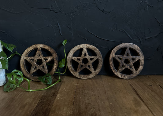 Wood Pentacle Decor, perfect as a sphere stand or hang on your wall.