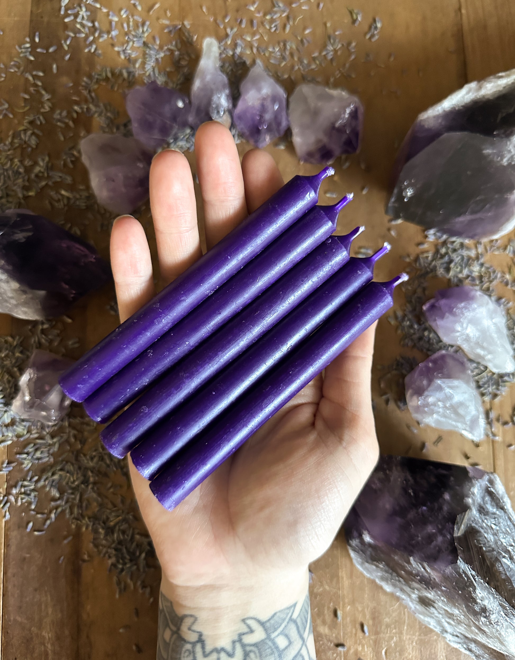 Dark Purple Lavender Chime Candles. 
