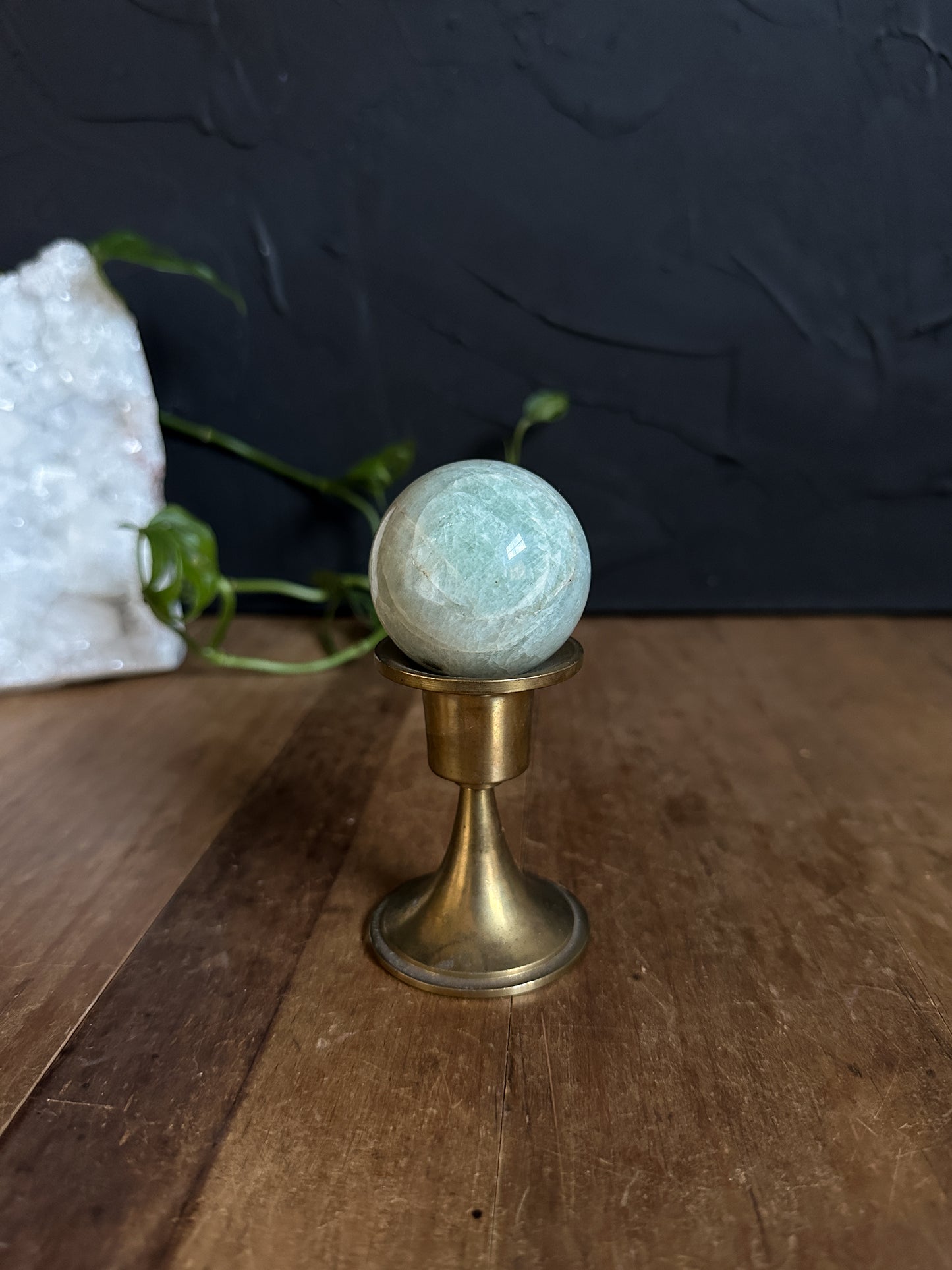 Vintage Crystal Ball Stand with Amazonite Sphere