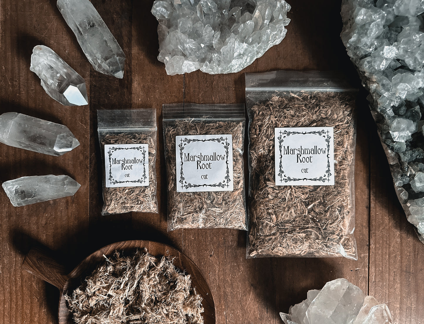 Ritual Herbs sold in Bulk, Marshmallow root cut.