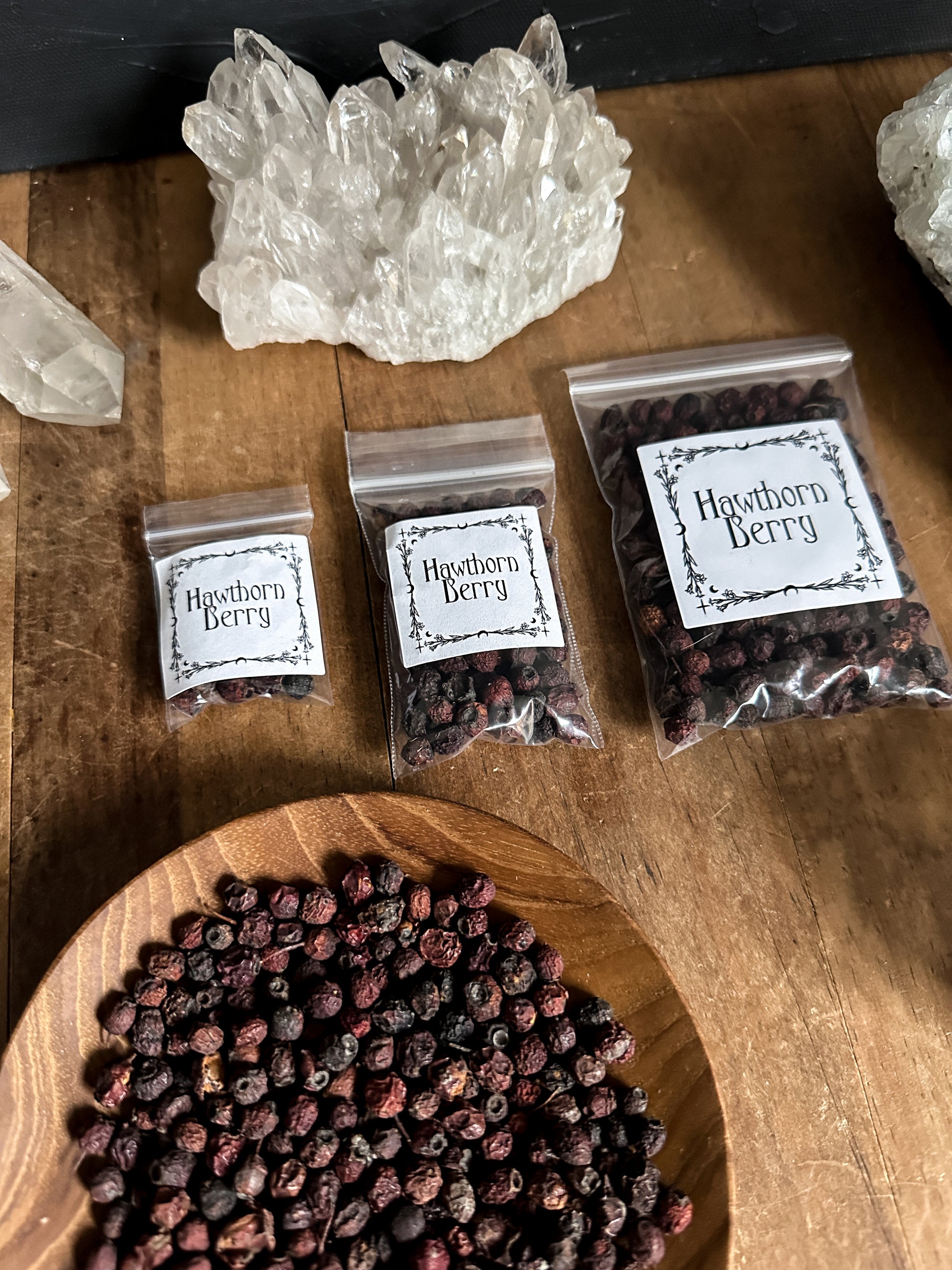 Hawthorn berries are associated with Fertility, Love, Hope, Healing, Protection, Prosperity, and Spiritual growth.