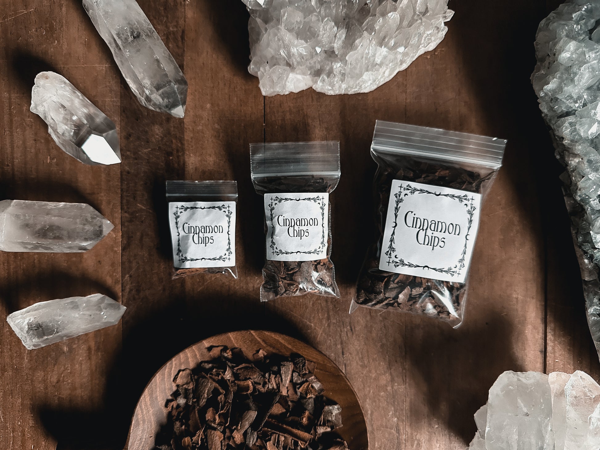 Cinnamon Chips sold in Bulk in The Stone Maidens Apothecary. Ritual Herbs and spices sold in Bulk.
