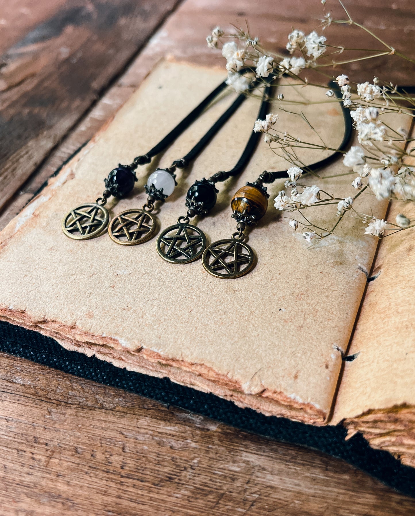 Crystal Pentacle Bookmark - Brass