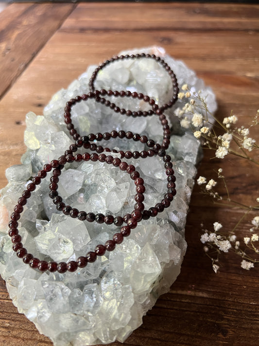 4mm Garnet Bracelet. A perfect meditation tool for chakra healing. 