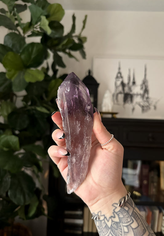 Raw Amethyst Stone - Amethyst Crystal - Amethyst Cathedral Point - Raw Amethyst Crystal Point with Root